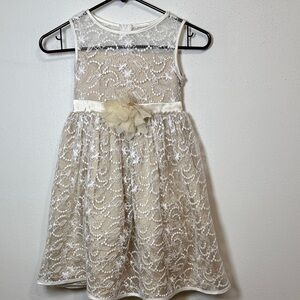 Kid's Dream Ivory Lace Overlay Dress with Champagne Underdress